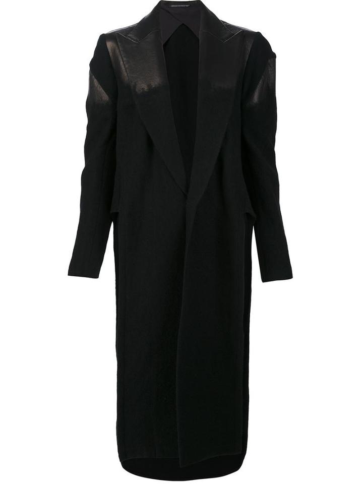 Yohji Yamamoto Oversized Shoulder Pads Coat, Women's, Size: 2, Black, Deer Skin/wool