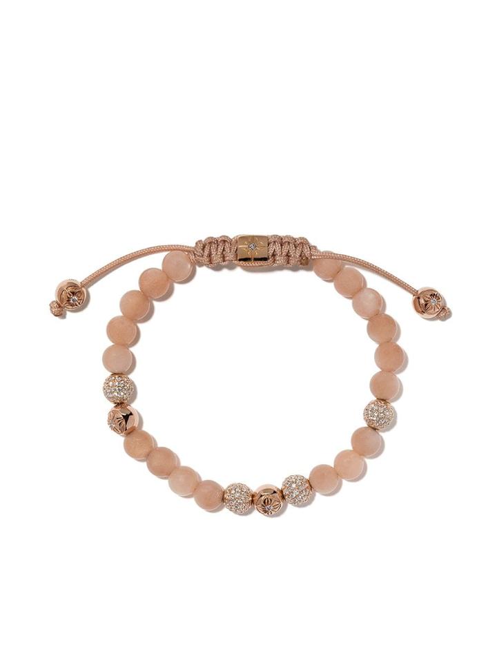 Shamballa Jewels 18kt Rose Gold, Diamond And Quartz Beaded Bracelet -
