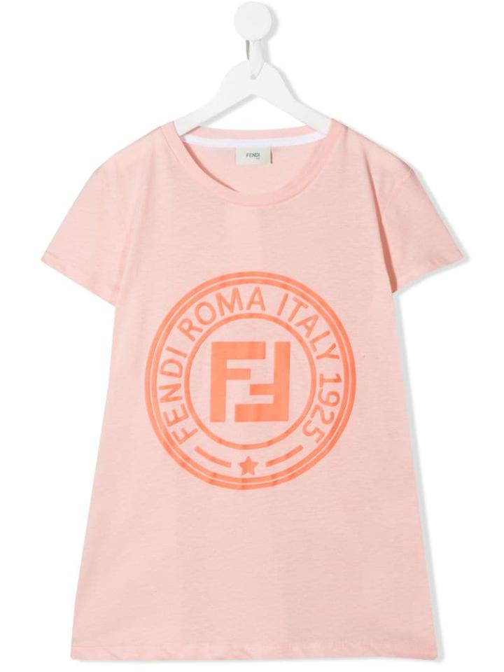 Fendi Kids Teen Ff Logo Print T-shirt - Pink