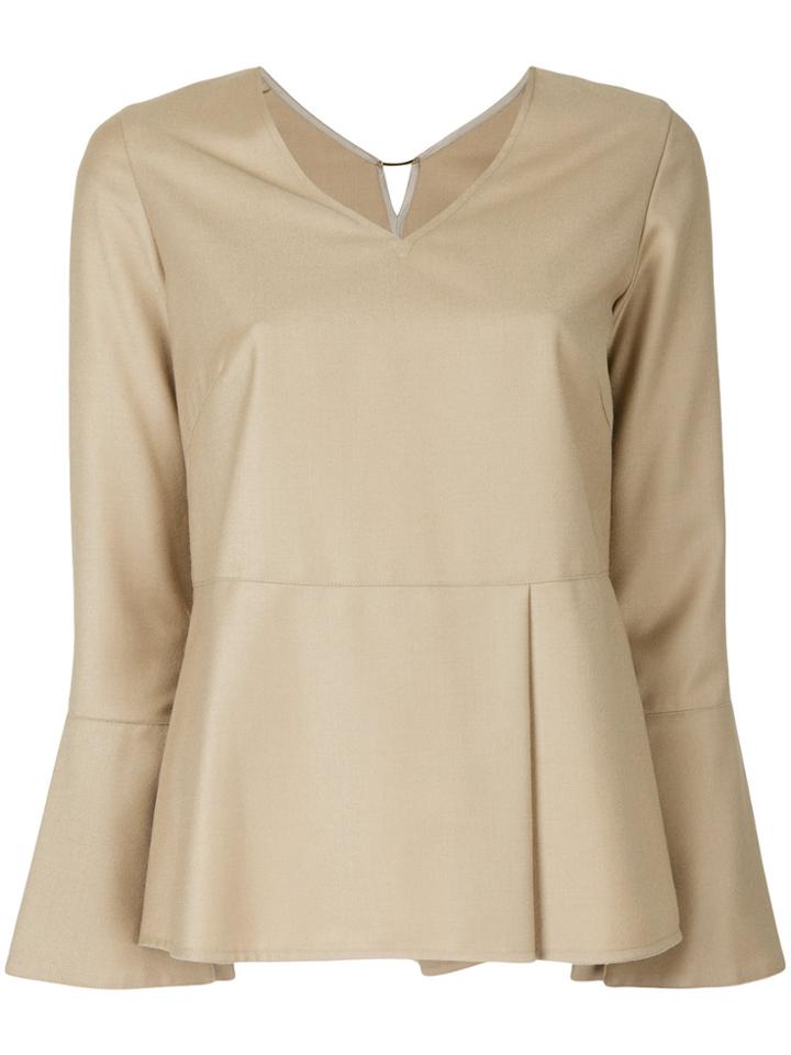 Estnation V-neck Blouse - Brown
