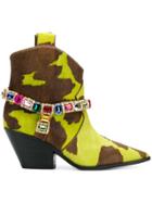Casadei Stone Embellished Ankle Boots - Green