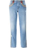 Ermanno Scervino Embroidered Trim Jeans, Women's, Size: 38, Blue, Cotton