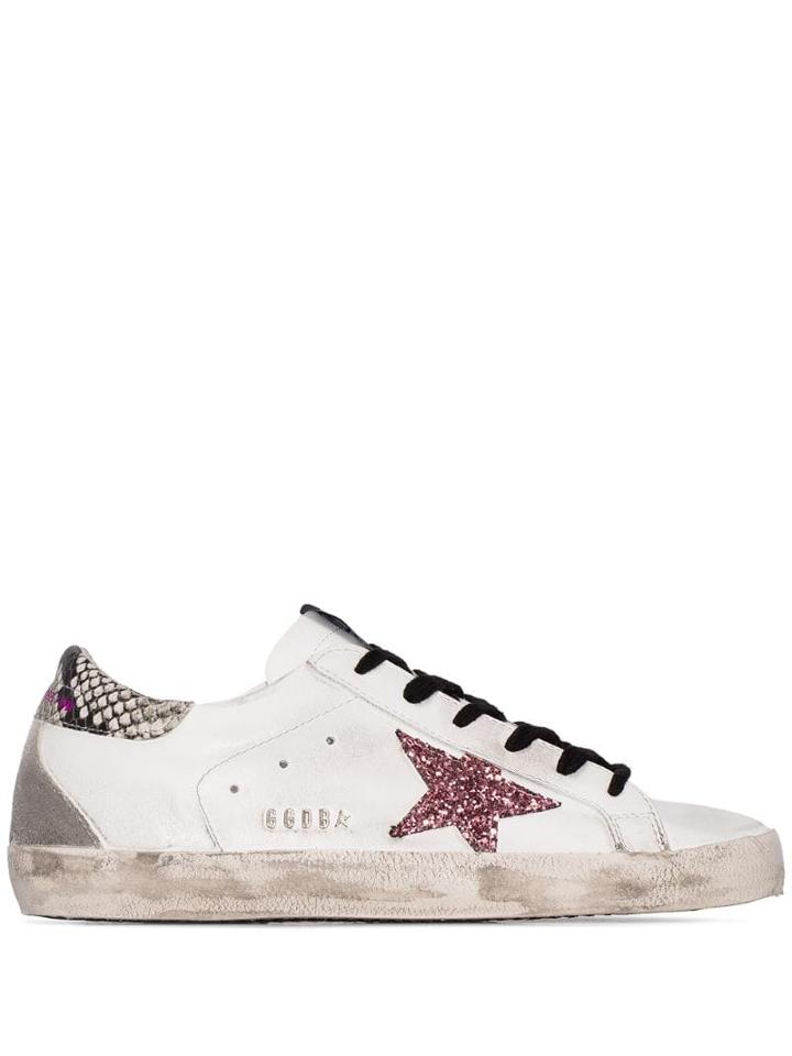 Golden Goose Superstar Glittered-star Sneakers - White