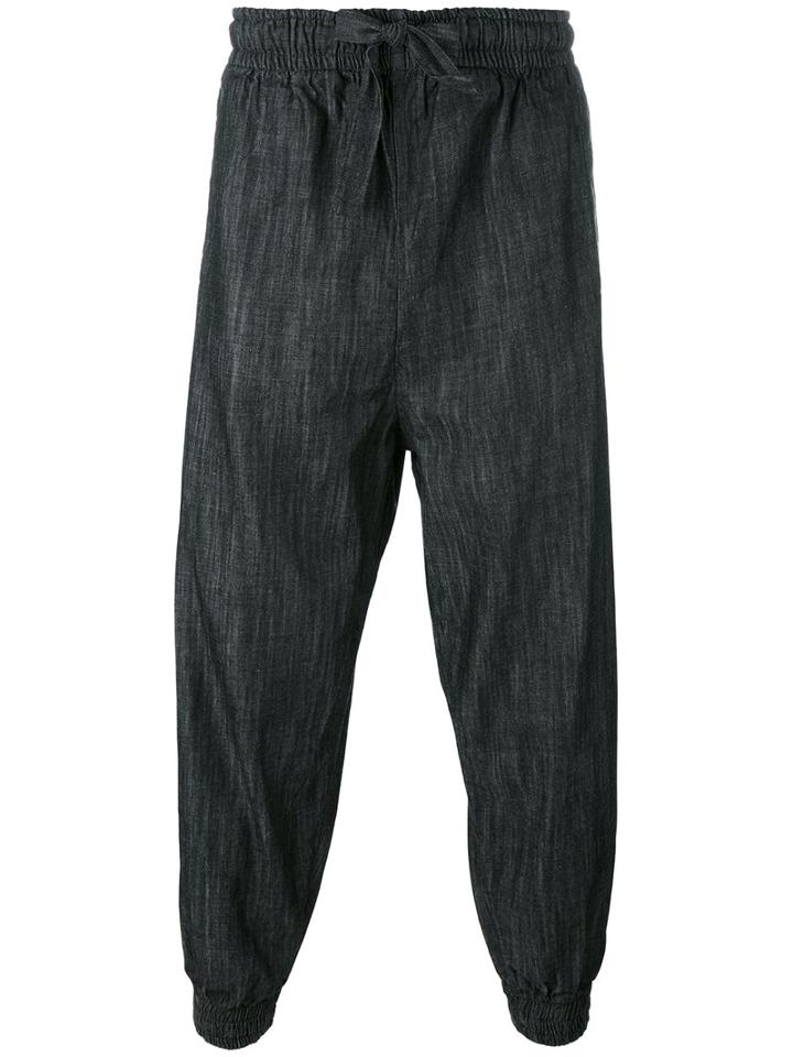 Numero00 - Denim Track Pants - Men - Cotton - L, Black, Cotton