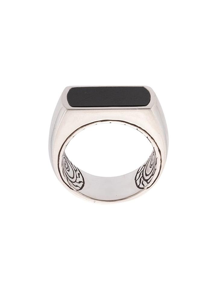 John Hardy Silver And Onyx Classic Chain Ring