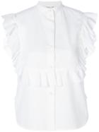 Helmut Lang - Ruffle Bib Sleeveless Shirt - Women - Cotton - M, White, Cotton