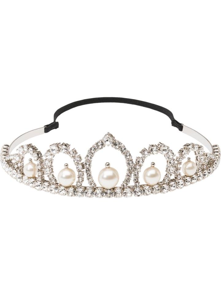 Miu Miu Pearl And Crystal Headband - Metallic