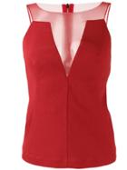 Rick Owens Sheer-panelled Crepe Blouse - Red