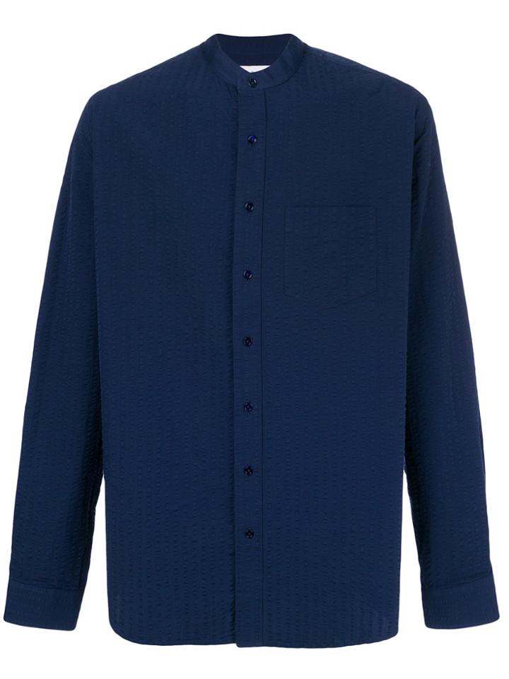 Schnaydermans Leisure Seersucker Button Shirt - Blue