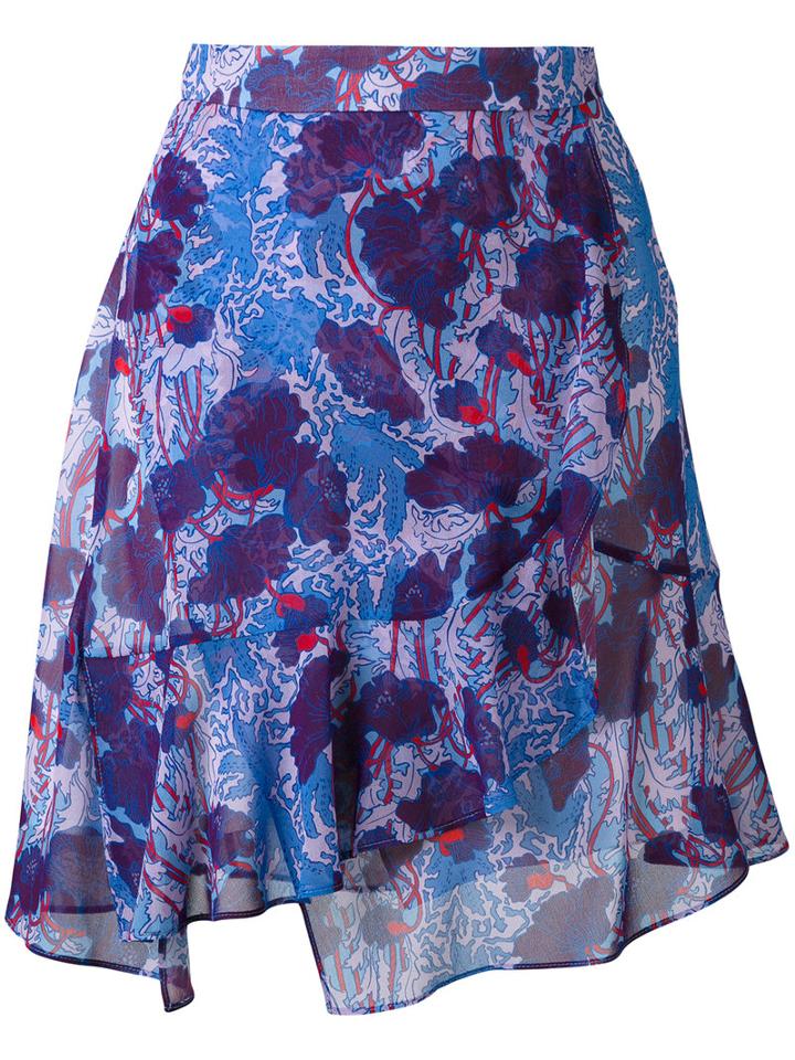 Carven - Printed Wrap Skirt - Women - Silk/polyester/acetate - 40, Blue, Silk/polyester/acetate