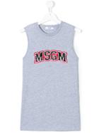 Msgm Kids Sequinned Logo Tank Top - Grey