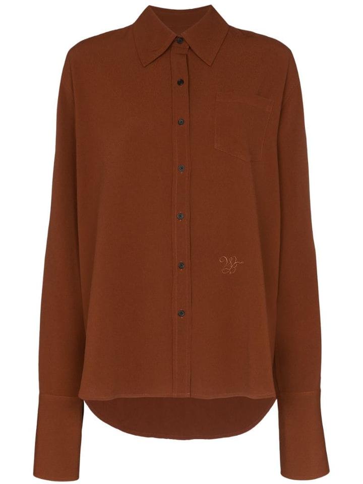 Wales Bonner Logo Embroidered Shirt - Brown
