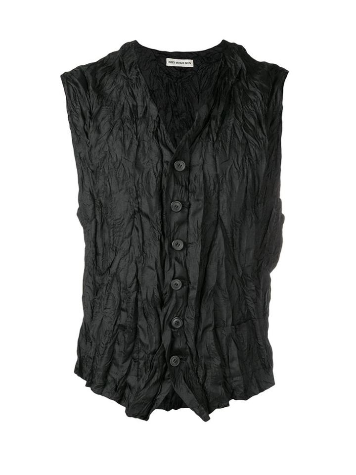 Issey Miyake Vintage Crushed Effect Waistcoat - Black