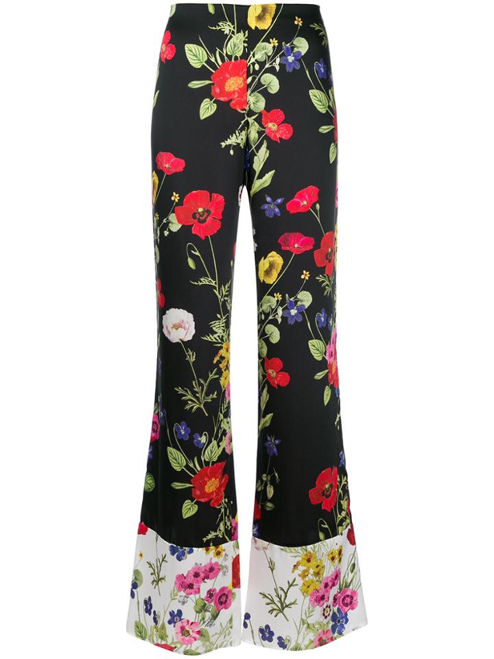 Blugirl Poppy Print Palazzo Pants - Black