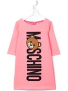 Moschino Kids Teddy Bear Logo Dress, Toddler Girl's, Size: 5 Yrs, Pink/purple
