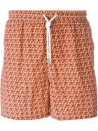 Kiton Circle Print Swim Shorts, Men's, Size: 50, Yellow/orange, Polyamide