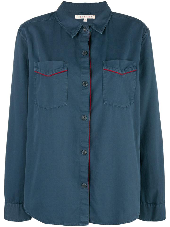 Xirena Double Chest Pocket Shirt - Blue