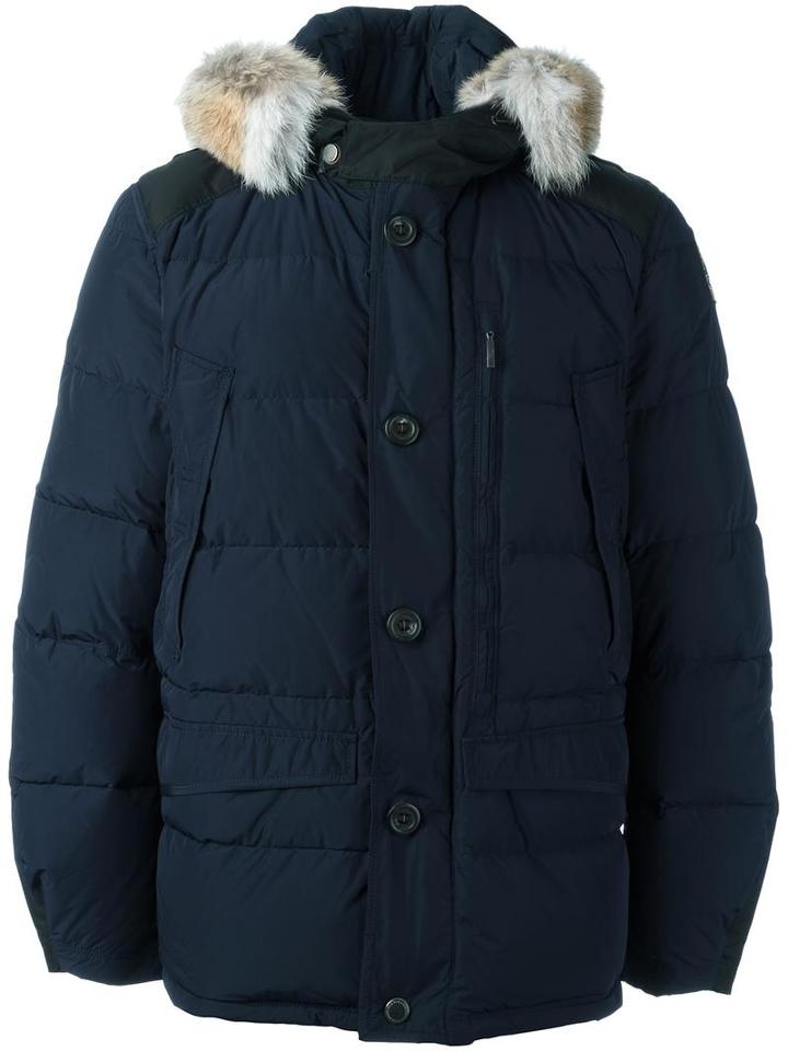 Parajumpers Buttoned Hooded Jacket, Men's, Size: Large, Blue, Polyamide/polyester/coyote Fur