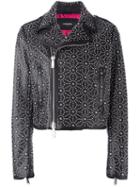 Dsquared2 Japanese Stud Biker Jacket, Women's, Size: 40, Black, Calf Leather/polyester/cotton/brass