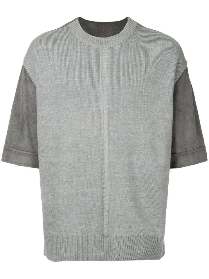 System Knitted Panel Short-sleeve Top - Grey