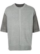 System Knitted Panel Short-sleeve Top - Grey