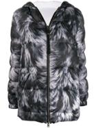 Mr & Mrs Italy Fur-print Feather Down Jacket - Black