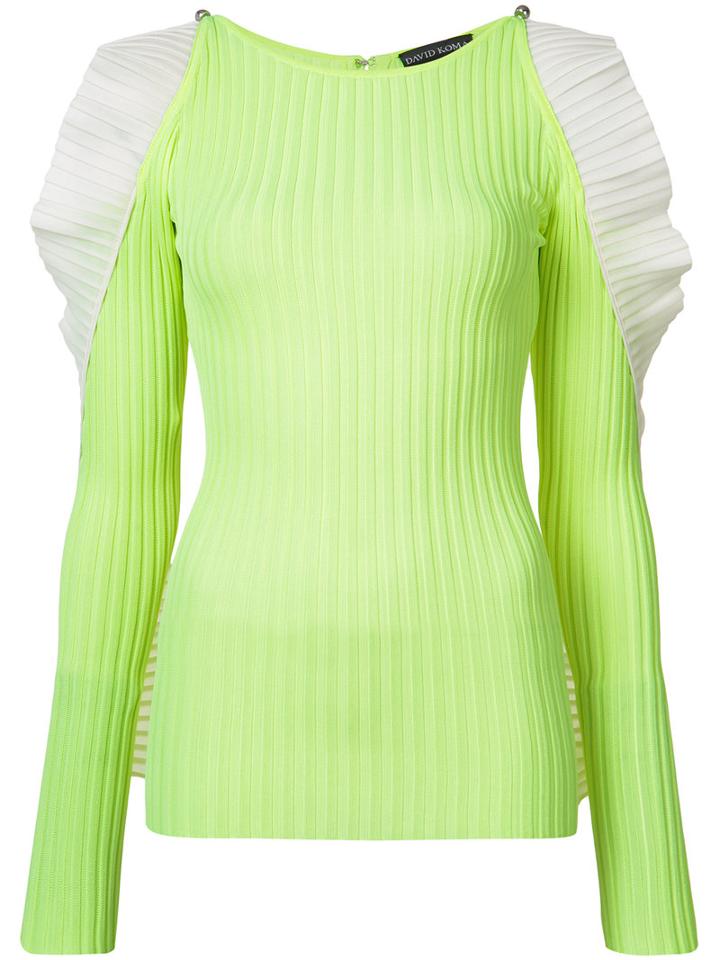 David Koma - Cold Shoulder Sweater - Women - Nylon/spandex/elastane/rayon - 4, Yellow/orange, Nylon/spandex/elastane/rayon