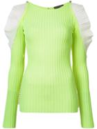 David Koma - Cold Shoulder Sweater - Women - Nylon/spandex/elastane/rayon - 4, Yellow/orange, Nylon/spandex/elastane/rayon