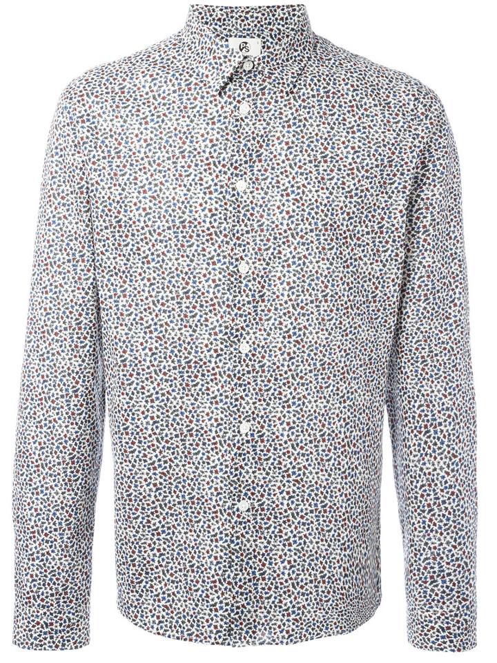 Ps By Paul Smith Floral Print Shirt, Men's, Size: Large, White, Cotton