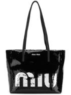 Miu Miu Logo Sequin Tote Bag - Black