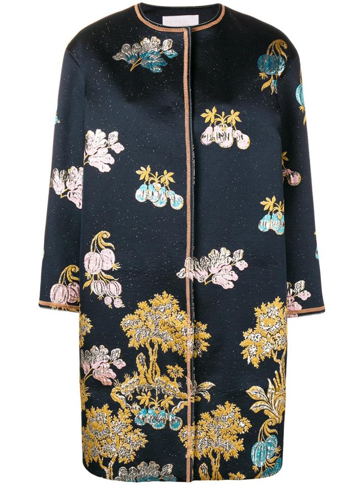 Peter Pilotto Floral Embroidered Coat - Blue