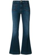 The Seafarer Flat Pocket Cropped Flare Leg Jeans - Blue