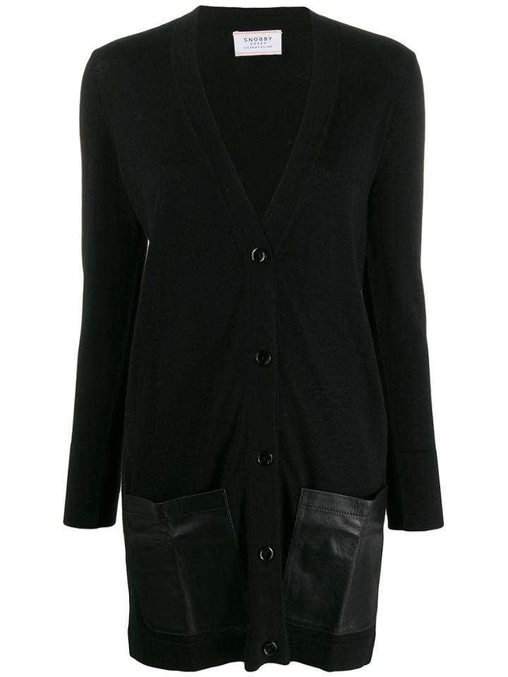 Snobby Sheep Contrast Pocket Cardigan - Black