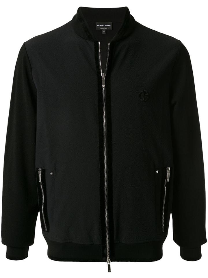 Giorgio Armani Zipped Bomber Jacket - Black