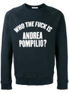 Andrea Pompilio Slogan Print Sweatshirt, Men's, Size: 50, Blue, Cotton