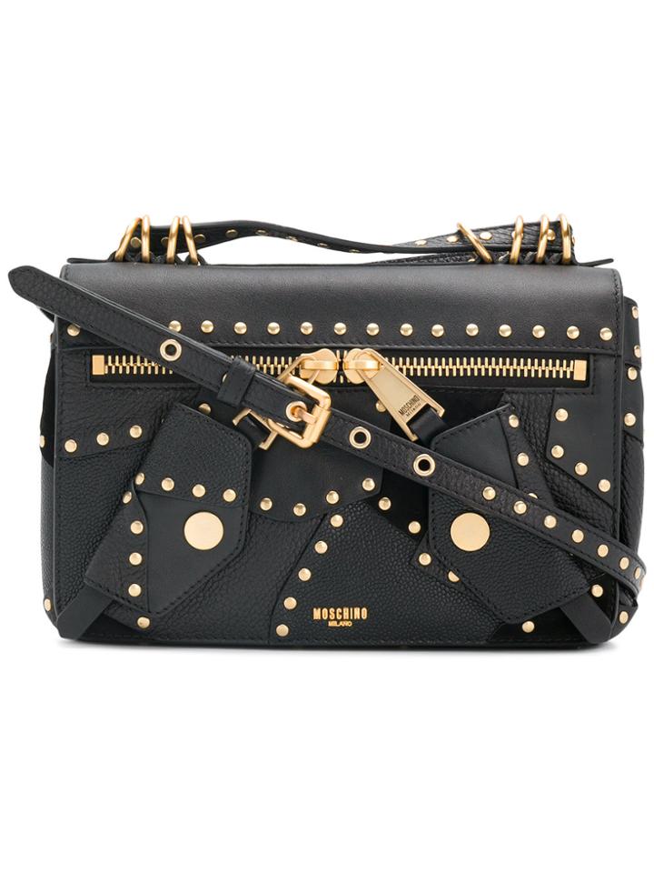 Moschino Studded Shoulder Bag - Black