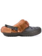 Christopher Kane Fur Trim Crocs Clogs - Brown