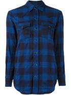 Saint Laurent Checked Western Shirt, Women's, Size: Medium, Blue, Cotton/spandex/elastane