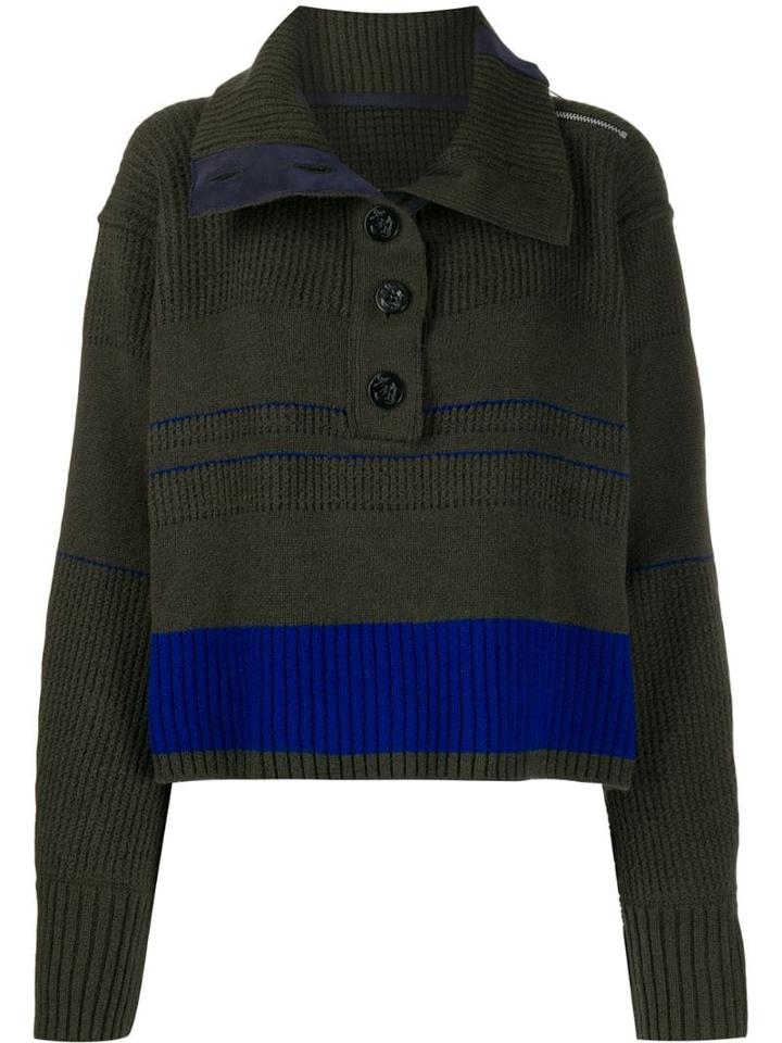 Sacai Striped Knit Jumper - Green