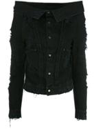 Unravel Project Off-shoulder Denim Jacket, Women's, Size: 42, Black, Cotton/polyester/polyurethane