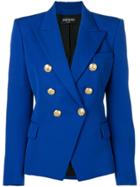 Balmain Double-breasted Wool Blazer - Blue