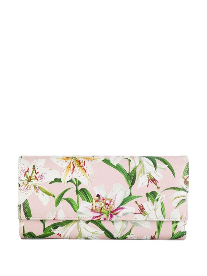 Dolce & Gabbana Lilium Print Continental Wallet - Pink