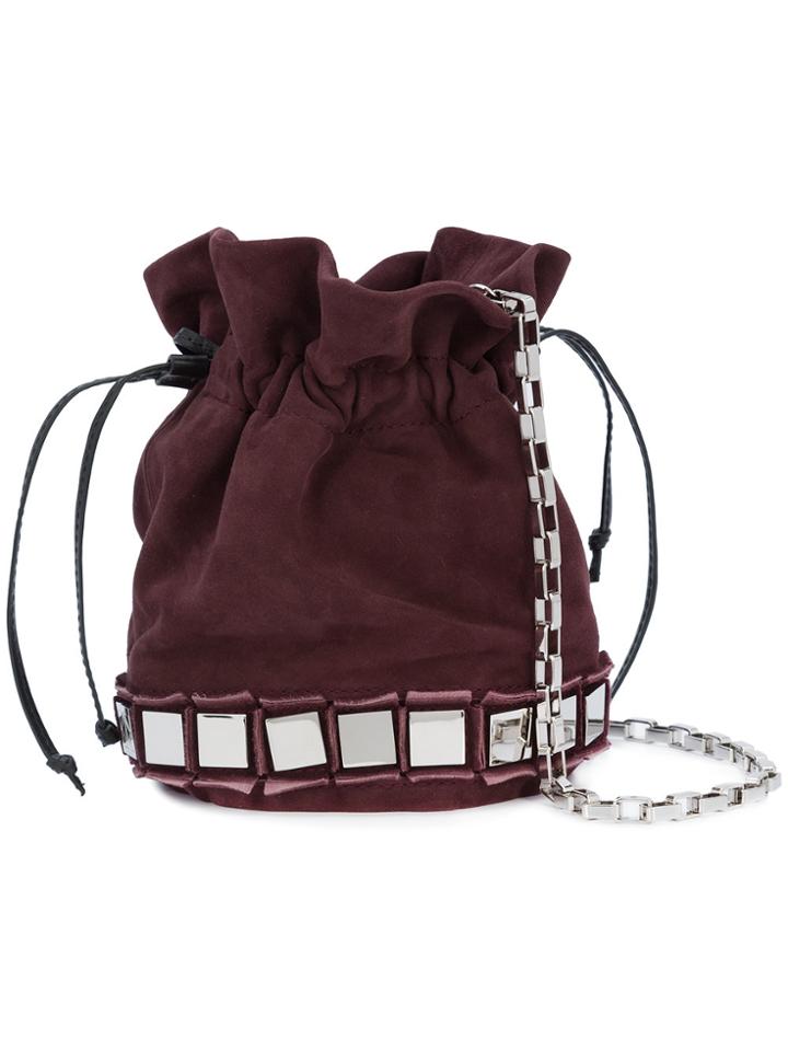 Tomasini Square Embellished Bucket Bag - Brown