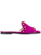 Pollini Bead Embellished Slippers - Pink & Purple