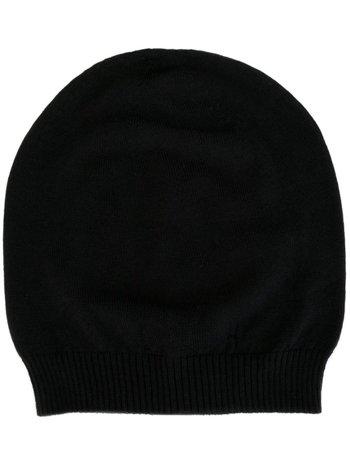 Rick Owens Knit Beanie, Men's, Black, Virgin Wool