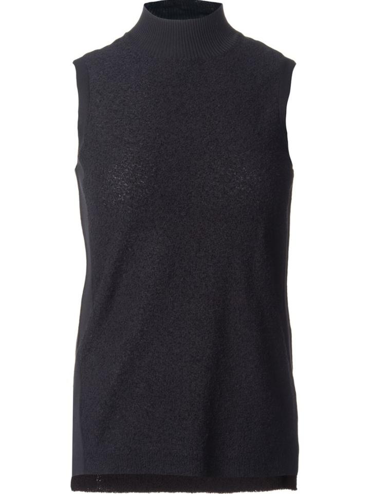 Astraet Textured High Neck Tank Top, Women's, Black, Cotton/nylon