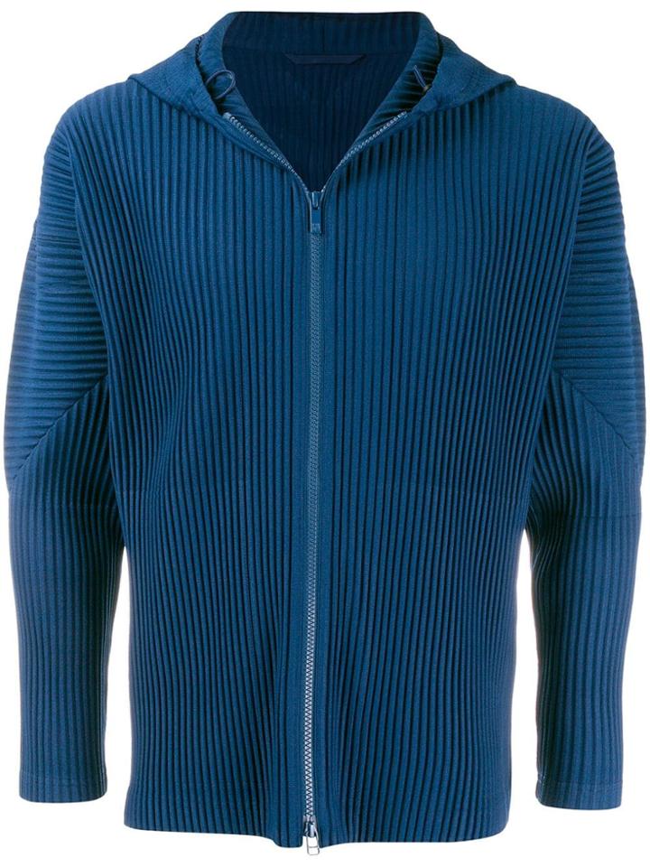 Homme Plissé Issey Miyake Pleated Hooded Jacket - Blue
