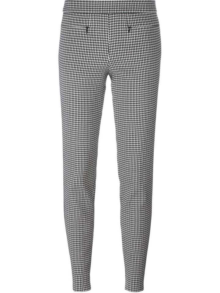 Emporio Armani Houndstooth Pattern Trousers, Women's, Size: 38, Black, Cotton/polyester/spandex/elastane/viscose