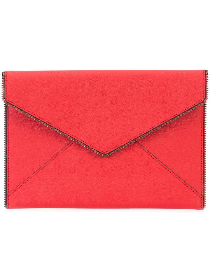 Rebecca Minkoff - Chain Trim Envelope Clutch - Women - Leather - One Size, Red, Leather