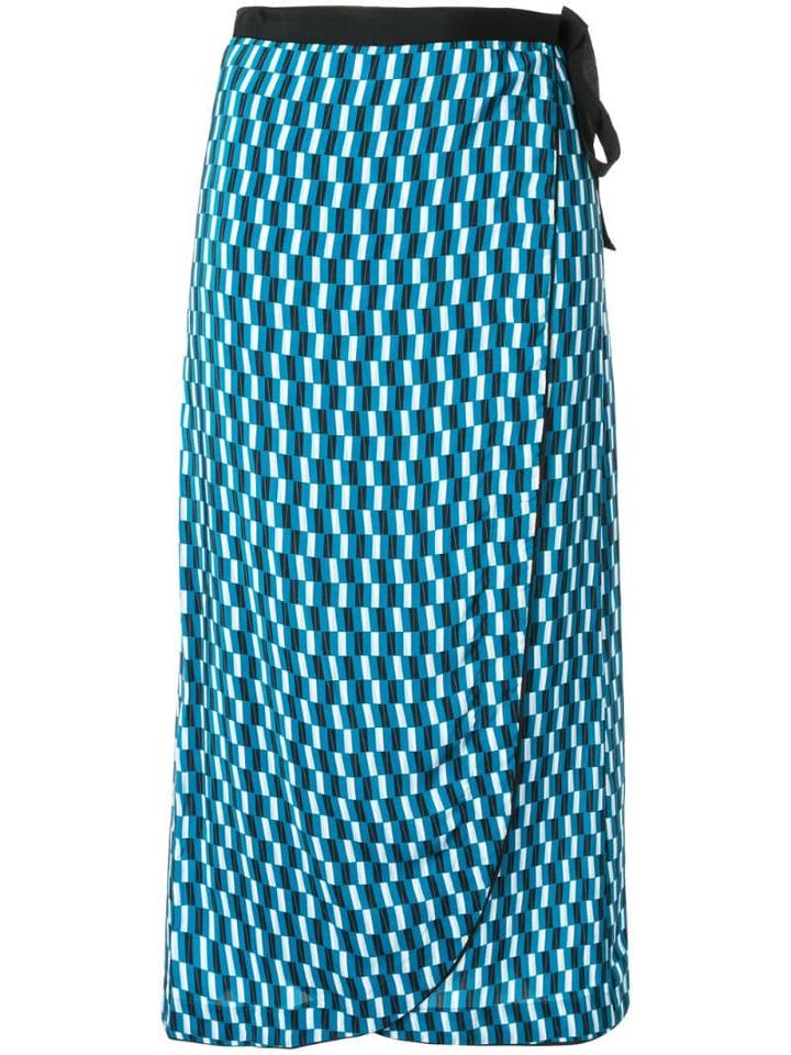 Cefinn Geometric Print Wrap Skirt - Blue